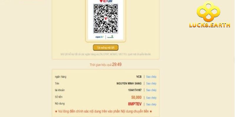 Nạp Tiền Luck8 2 Nạp tiền Luck8 qua ngân hàng